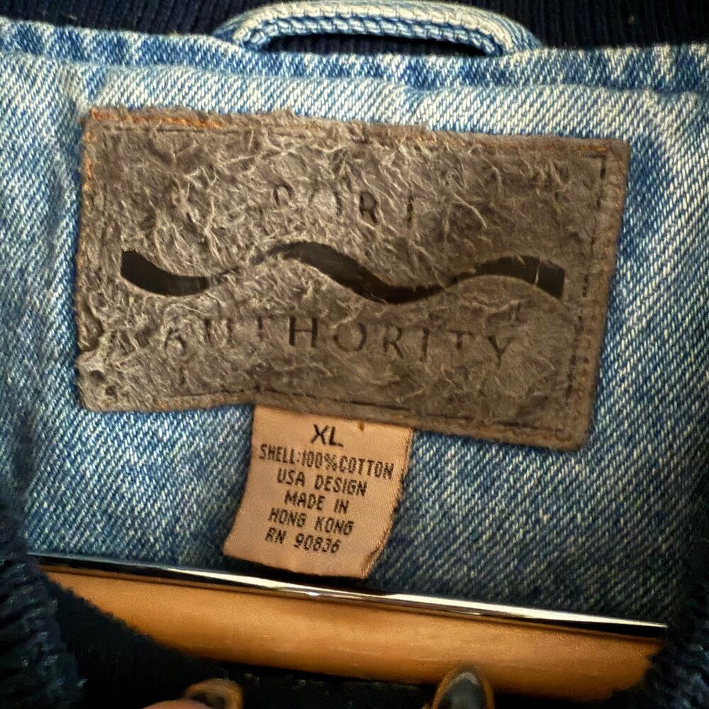 90s Vintage Port Authority Denim Varsity Jacket 1st gen Mazda Miata Donna XL - Picture 7 of 7